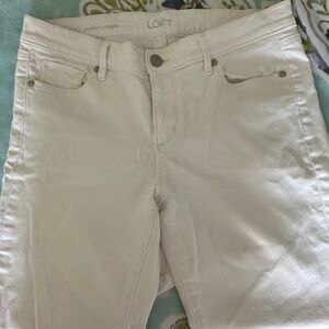 LOFT Women's Cream Straight Leg Jeans